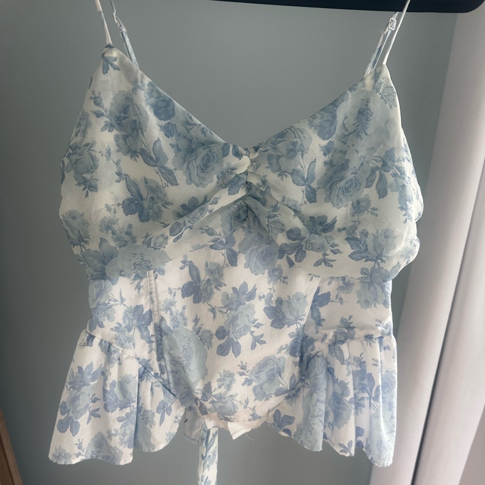 For Love And Lemons Blue Floral top